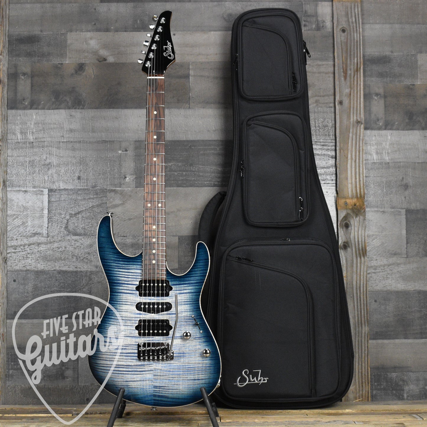 Suhr Modern Plus - Faded Trans Whale Blue Burst with Gig Bag