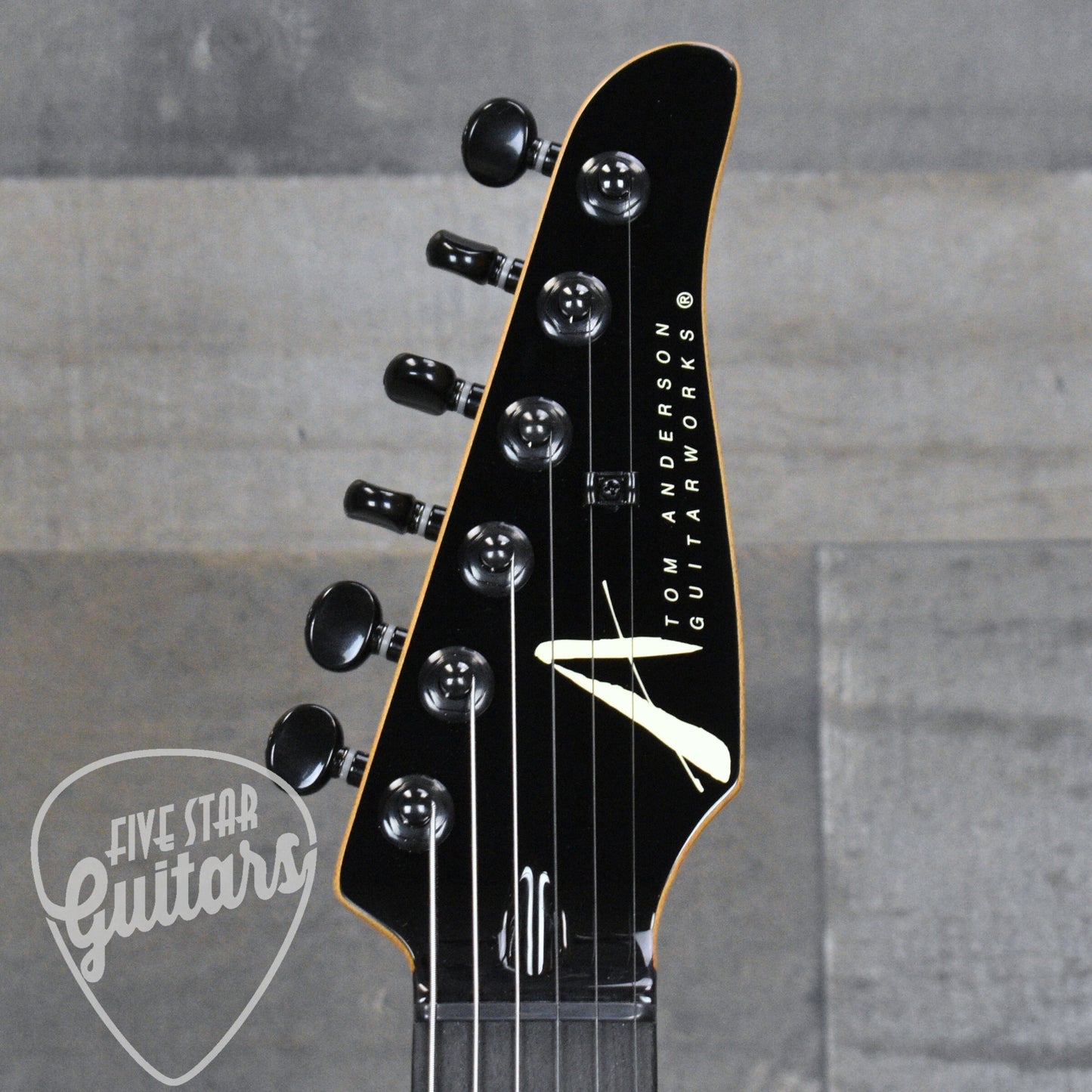 Tom Anderson Angel Player - Black with White Dog Hair with Hardshell Case