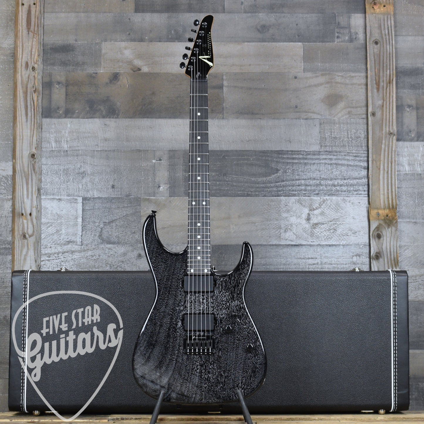 Tom Anderson Angel Player - Black with White Dog Hair with Hardshell Case