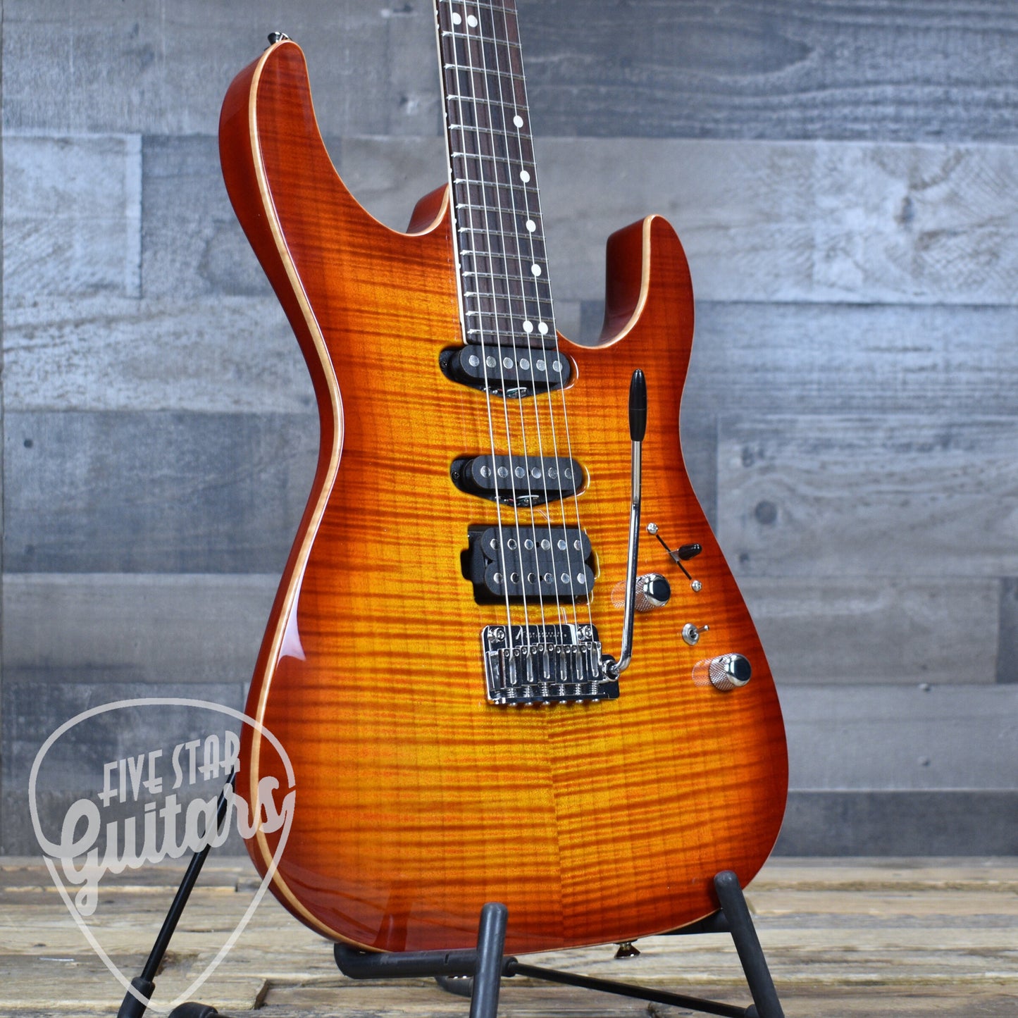 Tom Anderson Angel with Hardshell Case - Fire Burst with Binding