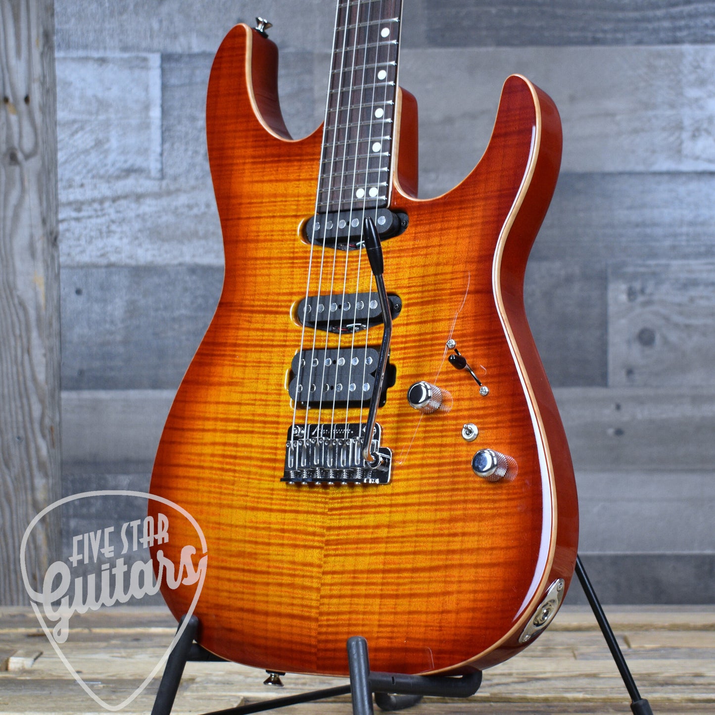 Tom Anderson Angel with Hardshell Case - Fire Burst with Binding