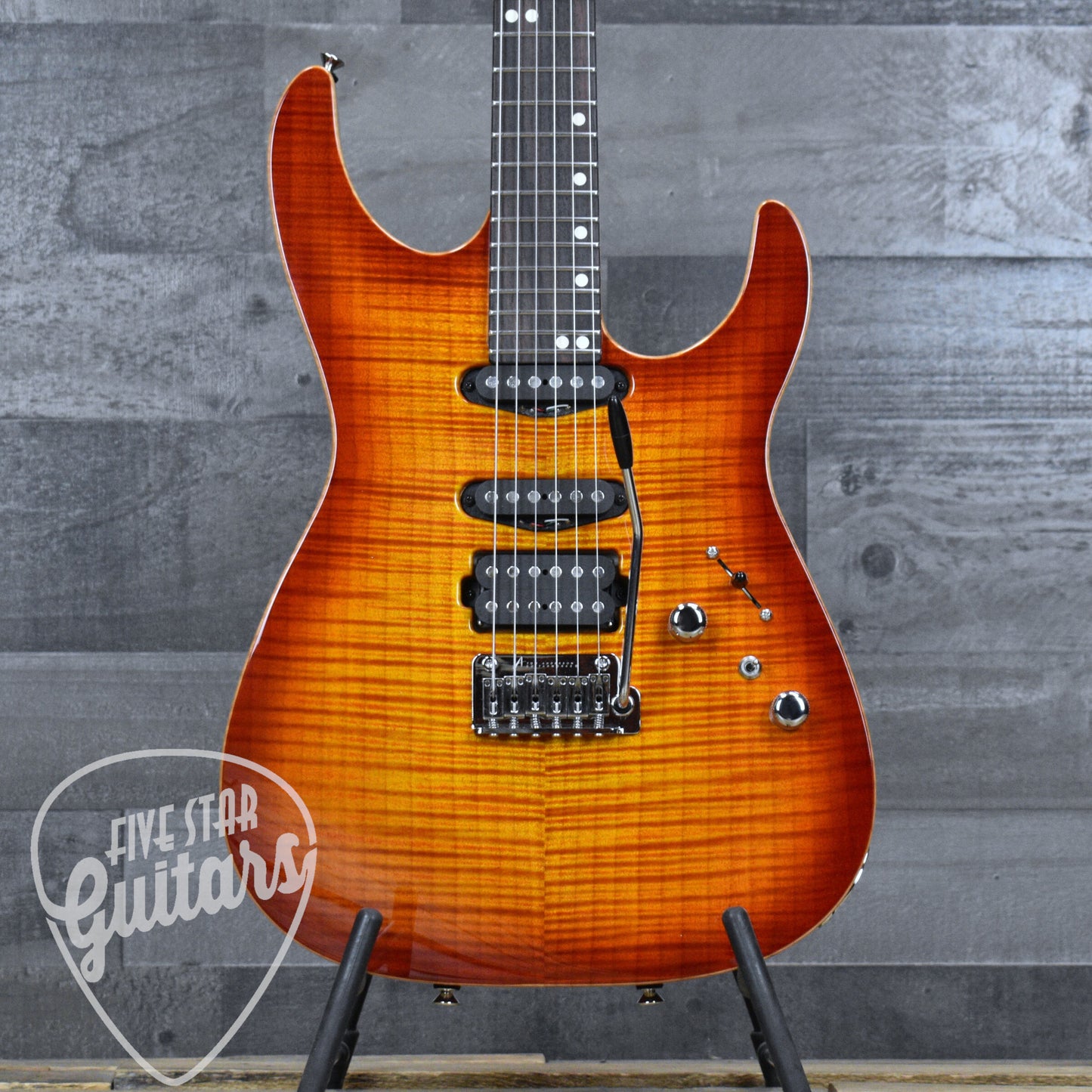 Tom Anderson Angel with Hardshell Case - Fire Burst with Binding