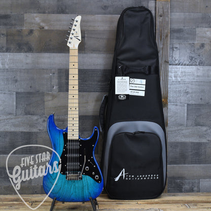 Tom Anderson Classic - Bora to Transparent Blue Burst with Gigbag