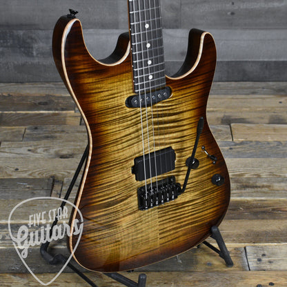 Tom Anderson Cobra S - Natural Mocha Burst with Binding with Gig Bag