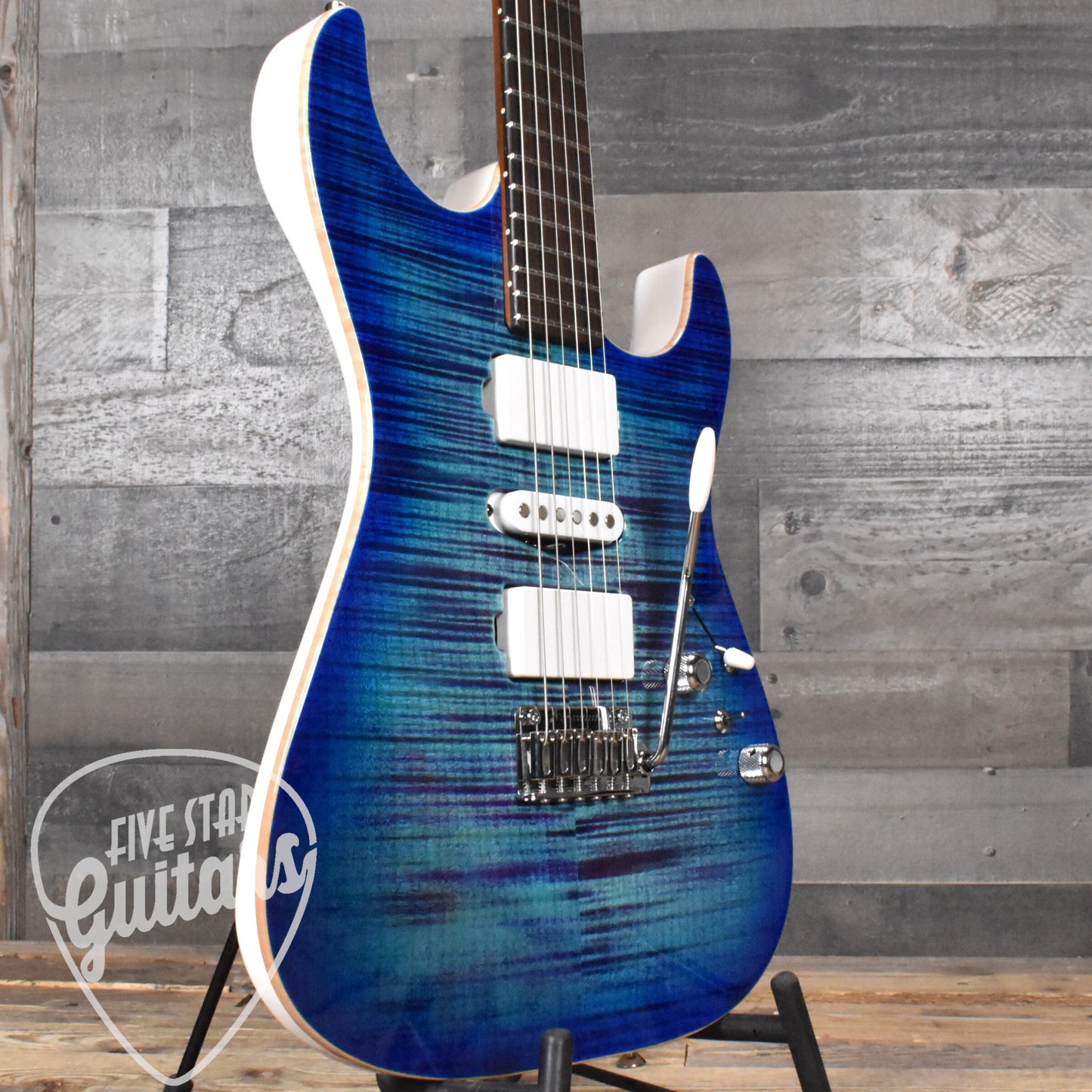 Tom Anderson Drop Top Bound - Ultraviolet Blue Burst/White Back with Hard Shell Case