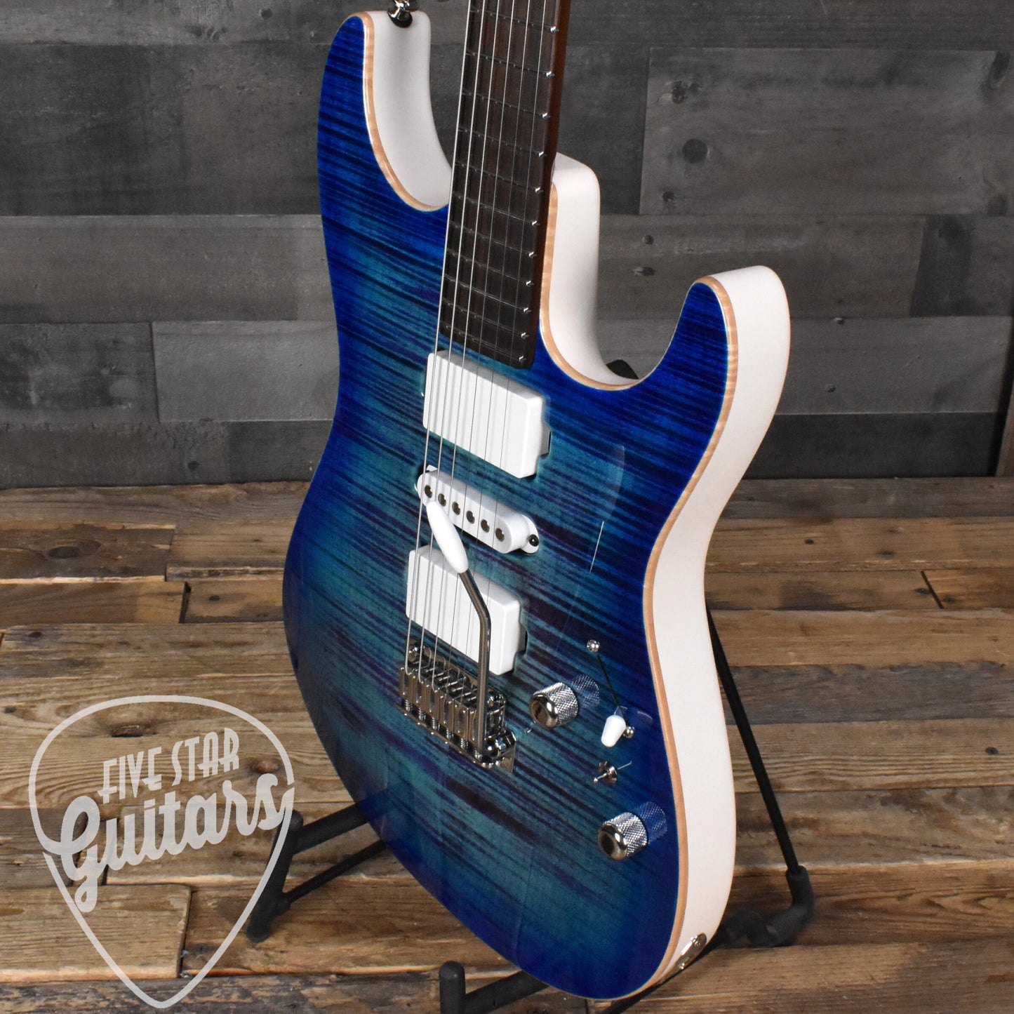 Tom Anderson Drop Top Bound - Ultraviolet Blue Burst/White Back with Hard Shell Case
