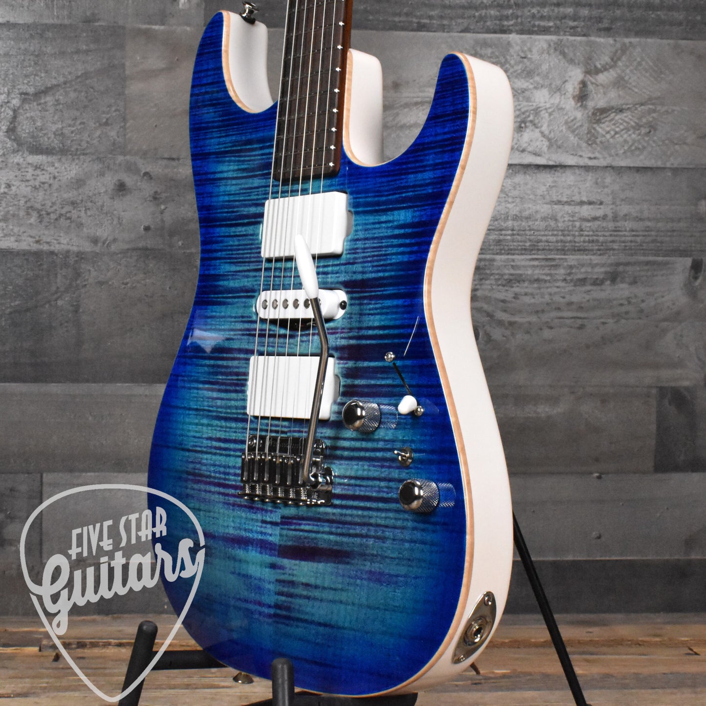 Tom Anderson Drop Top Bound - Ultraviolet Blue Burst/White Back with Hard Shell Case