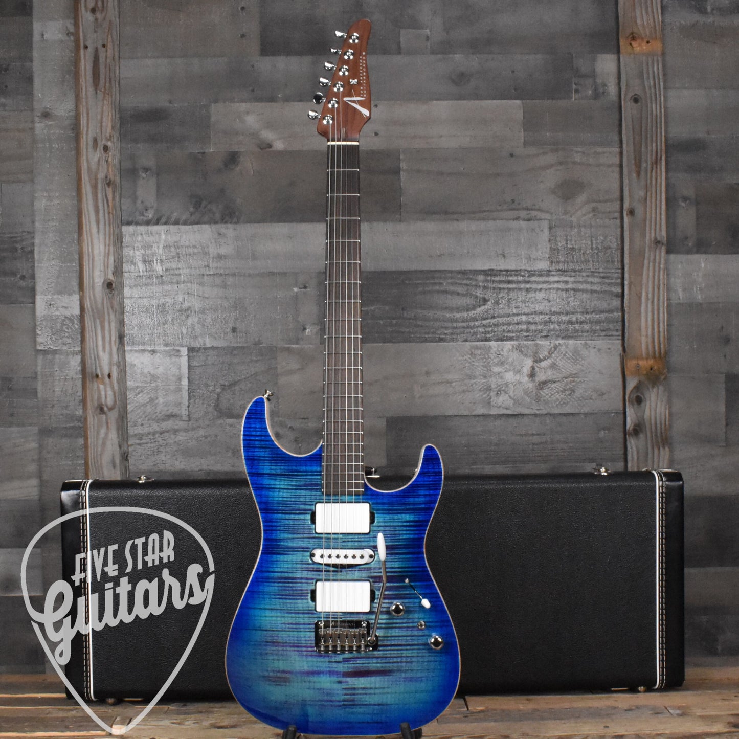 Tom Anderson Drop Top Bound - Ultraviolet Blue Burst/White Back with Hard Shell Case