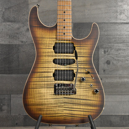 Tom Anderson Drop Top - Satin Natural Mocha Burst with Binding, Transparent Brown Back and Hard Shell Case