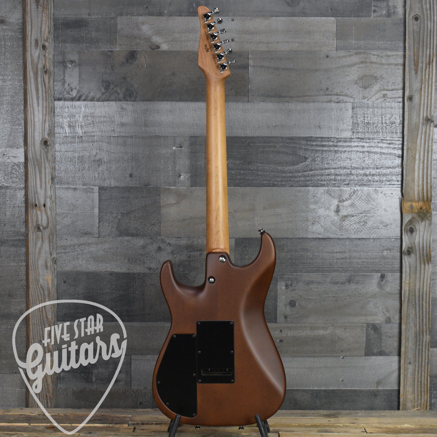 Tom Anderson Drop Top - Satin Natural Mocha Burst with Binding, Transparent Brown Back and Hard Shell Case