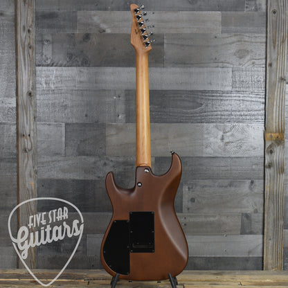 Tom Anderson Drop Top - Satin Natural Mocha Burst with Binding, Transparent Brown Back and Hard Shell Case