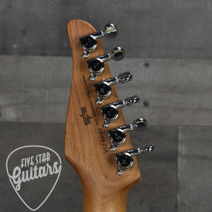 Tom Anderson Drop Top - Satin Natural Mocha Burst with Binding, Transparent Brown Back and Hard Shell Case