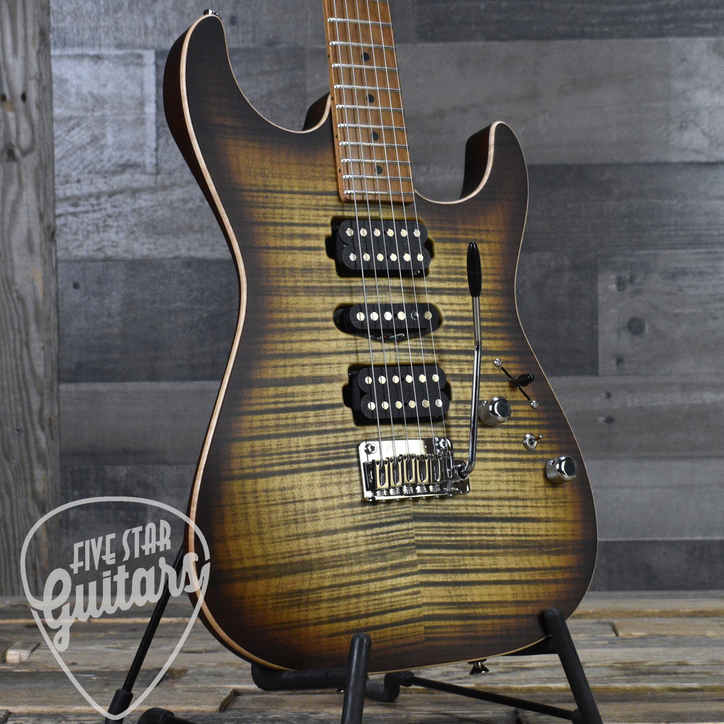 Tom Anderson Drop Top - Satin Natural Mocha Burst with Binding, Transparent Brown Back and Hard Shell Case