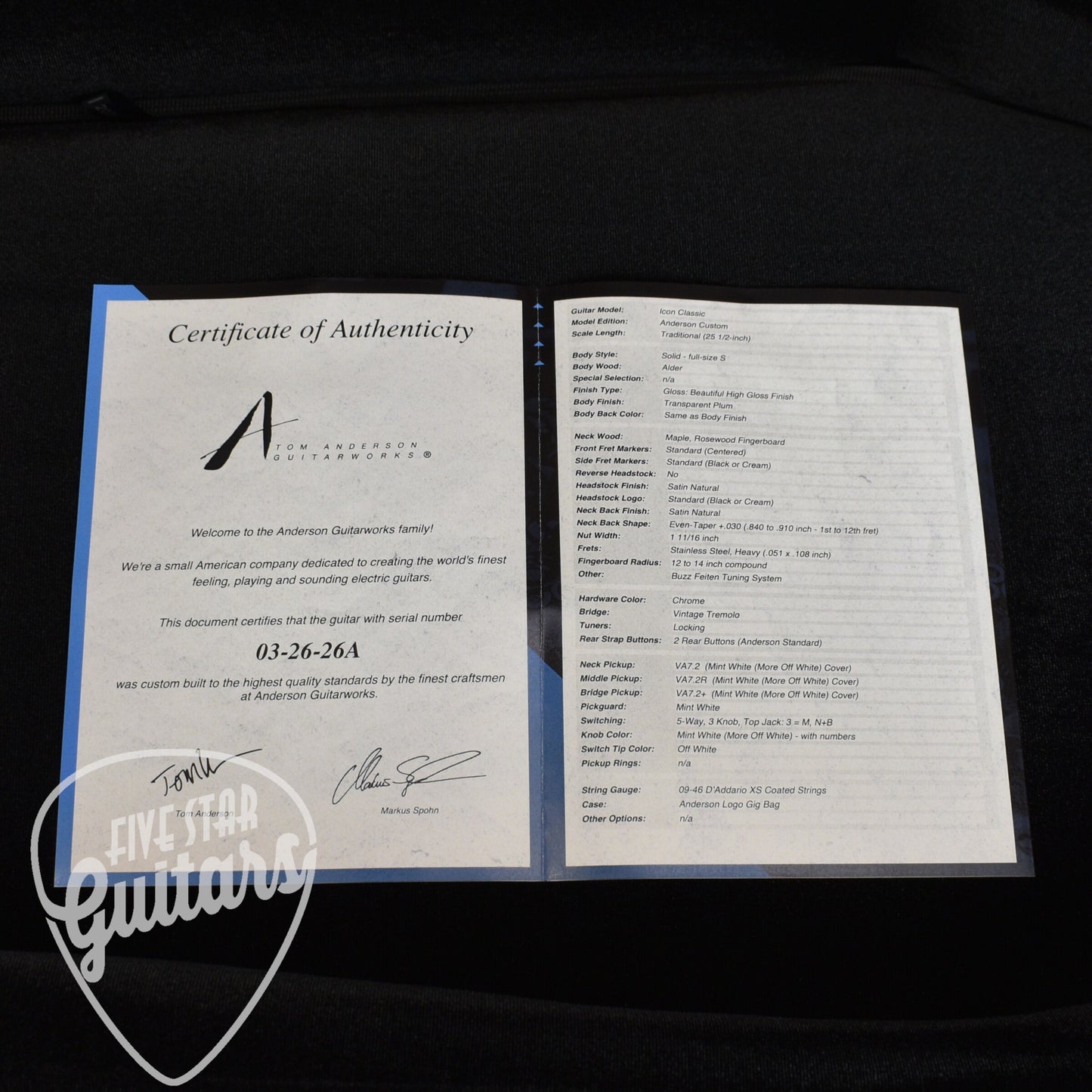 Tom Anderson Icon Classic - Transparent Plum with Gigbag