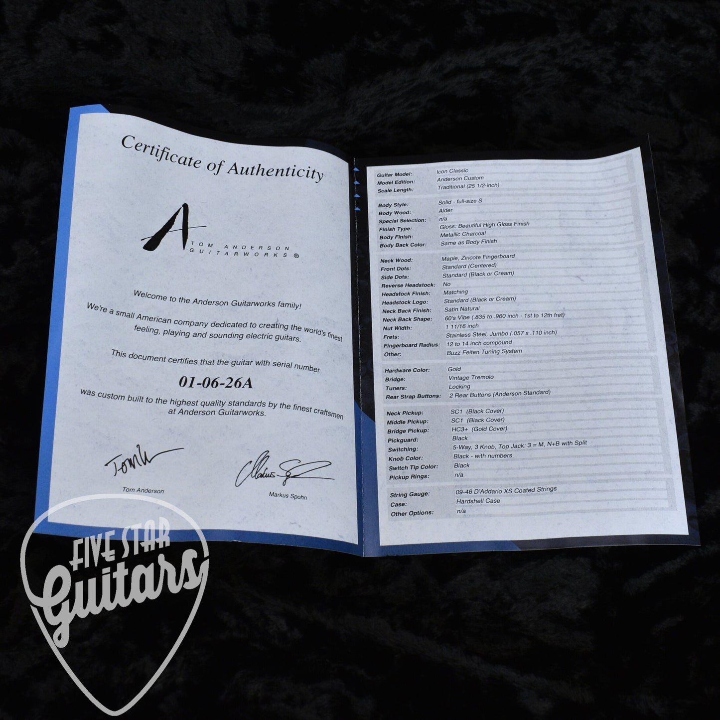 Tom Anderson Icon Classic with Hardshell Case - Metallic Charcoal with Hardshell Case