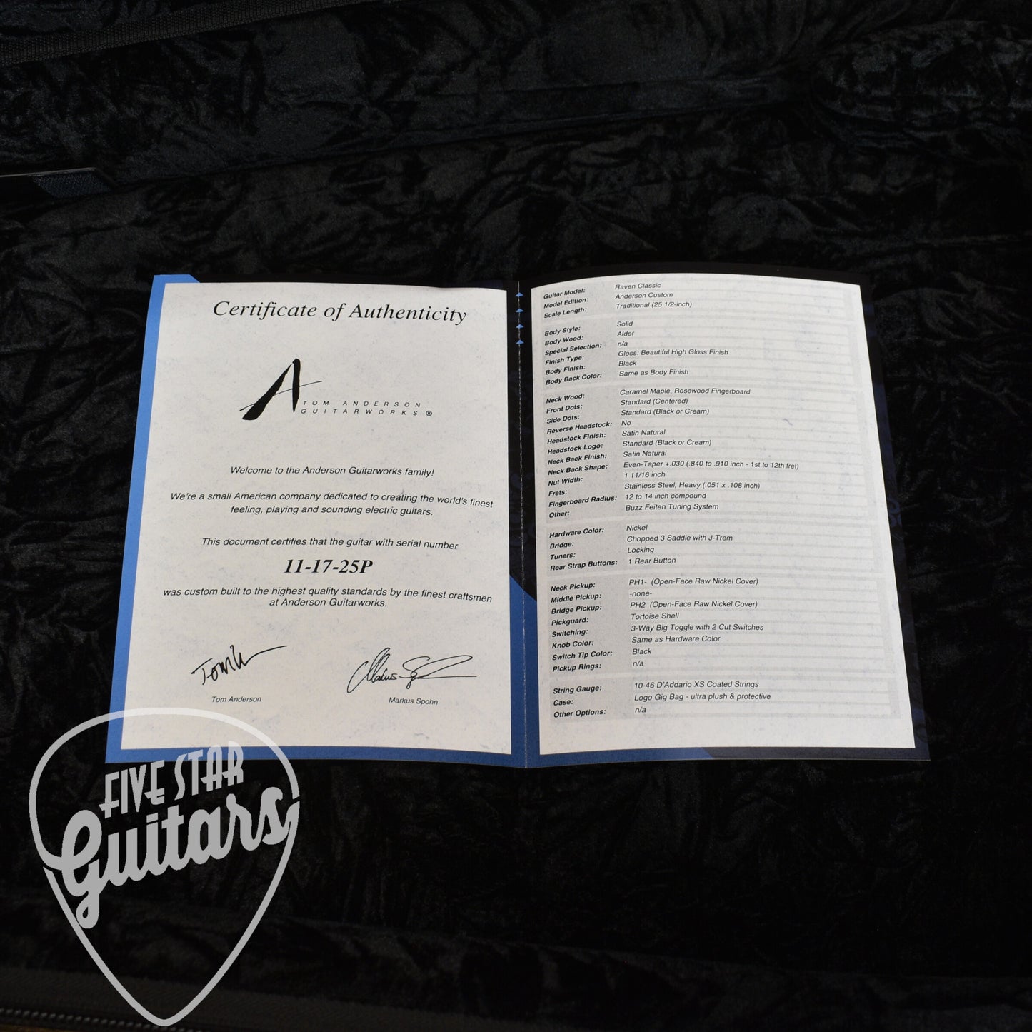 Tom Anderson Raven Classic - Black with Gigbag