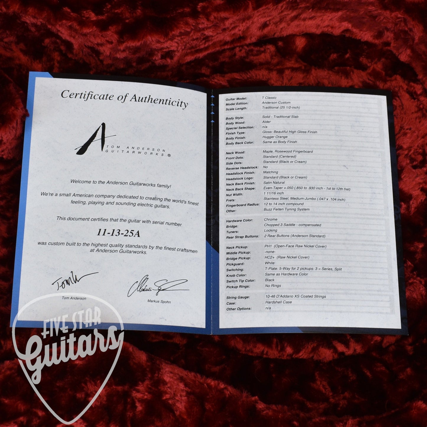 Tom Anderson T Classic - Hugger Orange with Hardshell Case